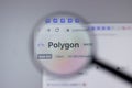 New York, USA - 1 May 2021: Polygon MATIC cryptocurrency logo close-up on website page, Illustrative Editorial