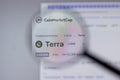 New York, USA - 1 May 2021: Terra LUNE cryptocurrency logo close-up on website page, Illustrative Editorial