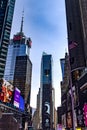 New York, USA May 31, 2023: Vertical photo of the Times Square skyscrapers in the heart of Manhattan and the Big Apple, a place Royalty Free Stock Photo