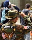 New York, USA - May 28, 2018: Vietnam Veterans salutes during m