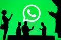 NEW YORK, USA, 25. MAY 2020: WhatsApp cross-platform messaging and Voice over service Group of business people chat on mobile