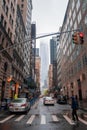 World Trade Center in New York from the narrow streets of Manhattan Royalty Free Stock Photo