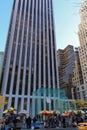 Apple Store cube and yellow cabs on 5th Avenue in New York City Royalty Free Stock Photo