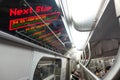 NEW YORK, USA - NOVEMBER 22, 2016: Informative sign of train stops in Times Square subway train in New York City USA Royalty Free Stock Photo