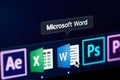 Microsoft word icon on screen