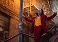 NEW YORK, USA,-NOVEMBER 31,2019: Random person impersonating the Joker and dancing at staircase in the Bronx, New York