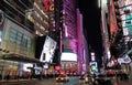 Times square busy with pedestrians and commotion in New-York