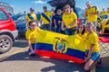 NEW YORK, USA - NOVEMBER 22, 2016: Unidentified ecuadorian fans celebrating the victory of Ecuador outside of Metlife Royalty Free Stock Photo