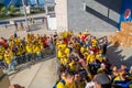 NEW YORK, USA - NOVEMBER 22, 2016: Unidentified ecuadorian fans in the line to enter to Metlife Stadium to see the Royalty Free Stock Photo