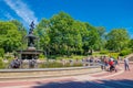 NEW YORK, USA - NOVEMBER 22, 2016: Unidentified people walking and taking pictures in a tourist attraction, bethesda Royalty Free Stock Photo