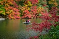 view of autumn landscape. boats on the lake in Central Park. New York City. USA Royalty Free Stock Photo