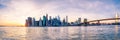 Large stiched panorama of the Manhattan at sunset, New York