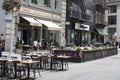 New York / USA - October 10 2020: An outdoor restaurant in midtown Manhattan. Covid outdoor dining Royalty Free Stock Photo