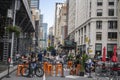 New York / USA - October 10 2020: An outdoor restaurant in midtown Manhattan. Covid outdoor dining Royalty Free Stock Photo