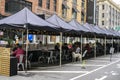 New York / USA - October 10 2020: An outdoor restaurant in midtown Manhattan. Covid outdoor dining Royalty Free Stock Photo