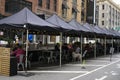 New York, USA - October 10 2020: An outdoor restaurant in midtown Manhattan. Covid outdoor dining Royalty Free Stock Photo