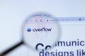 New York, USA - 26 October 2020: Overflow company website with logo close up, Illustrative Editorial