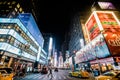 Timesquare at Night with Bright Adds and Yellow Cabs