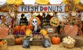 New York, USA - OCTOBER 22, 2018: Traditional autumn agricultural fair on a pumpkin farm near New York