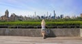 Rooftop view of Metropolitan Museum of Art with Manhattan skyline. Royalty Free Stock Photo