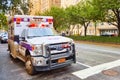 Ambulance Emergency car and urban cityscape of New York. Mi Royalty Free Stock Photo