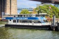 Close up image of the East River Ferry which transitioned to the NYC Ferry Service in 2017. Royalty Free Stock Photo