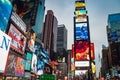 View of the Bright Lights, Big City of Times Square at dusk