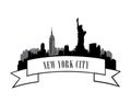 New York, USA skyline sketch city silhouette with Liberty monument Royalty Free Stock Photo