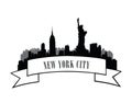 New York, USA skyline sketch. NYC city silhouette with Liberty m Royalty Free Stock Photo