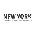 New York. USA. United States of America. Text or labels with silhouette of forest. Royalty Free Stock Photo