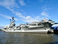 New York, USA. The USS Intrepid Aircraft Carrier, launched in 1943. Now at Pier 86 on The Hudson River. Royalty Free Stock Photo