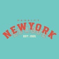 New York varsity league - duotone retro USA college campus print for t-shirt. Vintage nyc Brooklyn emblem sport emblem