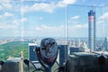 New York: view of Manhattan skyline, Central Park and Top of the Rock binocular on September 16, 2014 Royalty Free Stock Photo