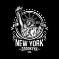 New York Vintage Emblem Vector Illustration On Black