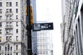 New York Wall Street street sign scene Royalty Free Stock Photo