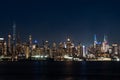 New York west side and panoramic view on office buildings at night Royalty Free Stock Photo