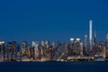 New York west side and panoramic view on office buildings at night Royalty Free Stock Photo