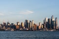 New York west side at sunset, panoramic view on Hudson Yards Royalty Free Stock Photo