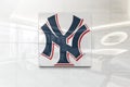 New york yankees on glossy office wall realistic texture