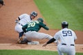 New York Yankees Player Suzuki Out at Third Base Royalty Free Stock Photo