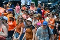 New Yorkers protesting at the Brooklyn Bridge to support the survivors and gun violence prevention Royalty Free Stock Photo