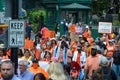 New Yorkers protesting at the Brooklyn Bridge to support the survivors and gun violence prevention Royalty Free Stock Photo