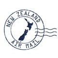 New Zealand air mail grunge rubber stamp Royalty Free Stock Photo