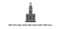 New Zealand, Auckland, Auckland Town Hall, travel landmark vector illustration