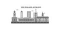 New Zealand, Auckland city skyline isolated vector illustration, icons