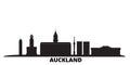 New Zealand, Auckland city skyline isolated vector illustration. New Zealand, Auckland travel black cityscape