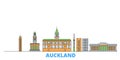 New Zealand, Auckland line cityscape, flat vector. Travel city landmark, oultine illustration, line world icons