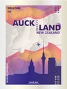 New Zealand Auckland skyline city gradient vector poster