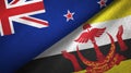 New Zealand and Brunei two flags textile cloth