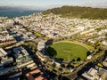 Wellington City Aerial View Basin Reserve At Sunset Royalty Free Stock Photo